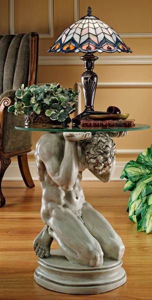Neoclassical Male Occasional Table Sculpture Masculine Design Statue